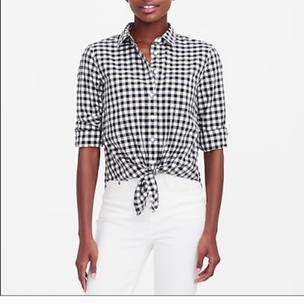 J crew black n white front tie